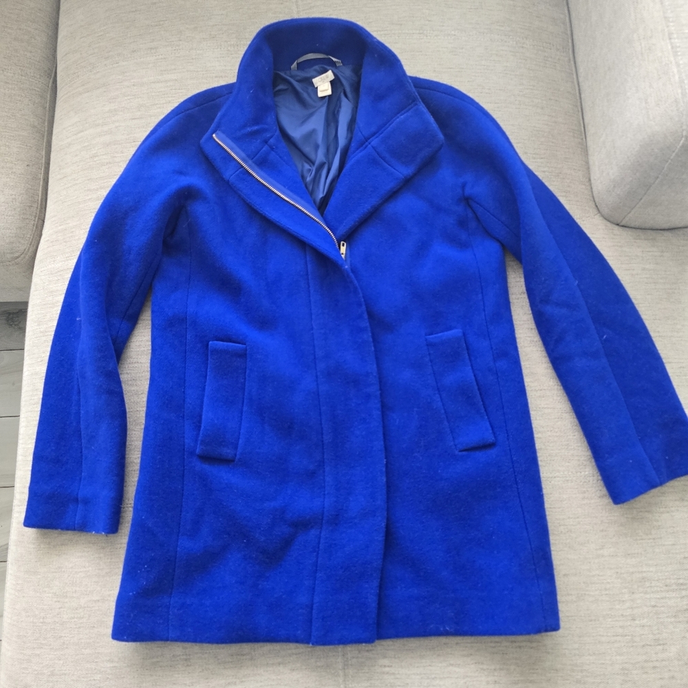 J.Crew Cobalt Blue Wool Pea Coat Jacket Size 4